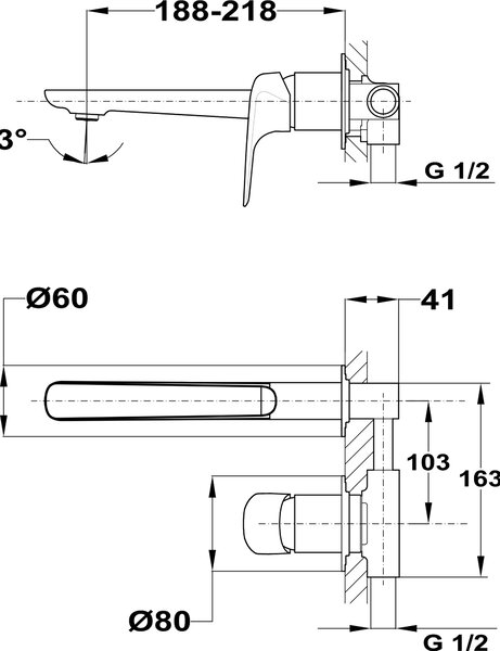 Teka Itaca umyvadlová baterie pod omítku chrom 674610200