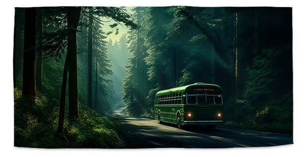Sablio Ručník Zelený autobus v lese - 30x50 cm