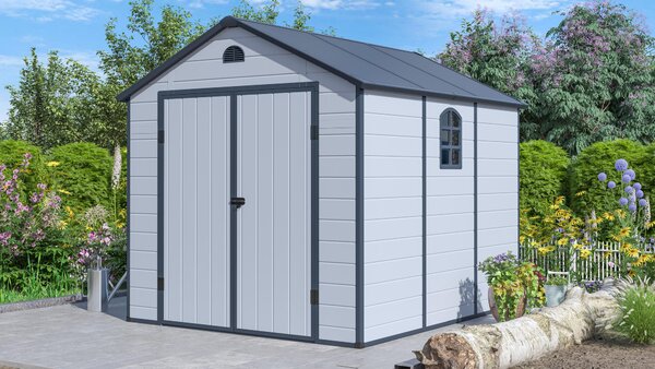 G21 Zahradní domek G21 Boston 670 - 241 x 278 cm, plastový, světle šedý G21-6390075