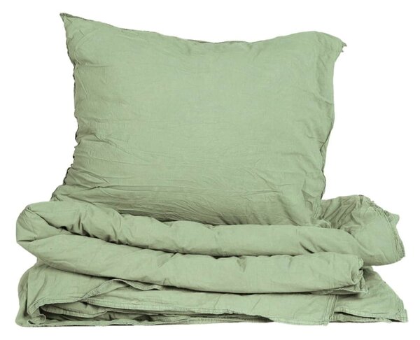 Povlečení z organické bavlny Crinkle Grass Green 150 × 210 cm