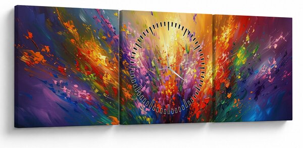 Obraz - Abstrakce květin (s hodinami) (90x30 cm)