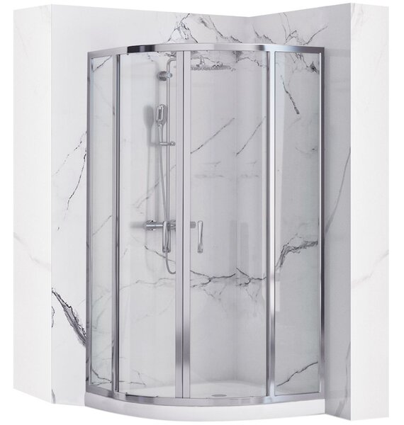 Rea Look, čtvrtkruhový sprchový kout 80x80x190 cm, 5mm čiré sklo, chromový profil, REA-K7904