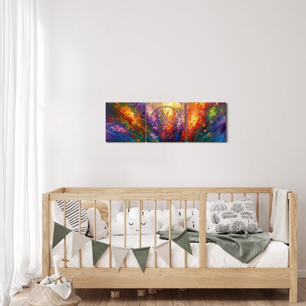 Obraz - Abstrakce květin (s hodinami) (90x30 cm)