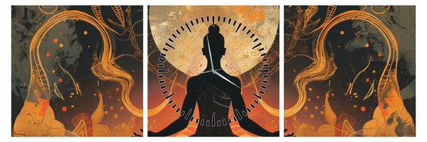 Obraz - Meditace (s hodinami) (90x30 cm)