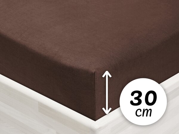 Jersey napínací prostěradlo na vysokou matraci JR-026 Čokoládově hnědé 200 x 200 - výška 30 cm