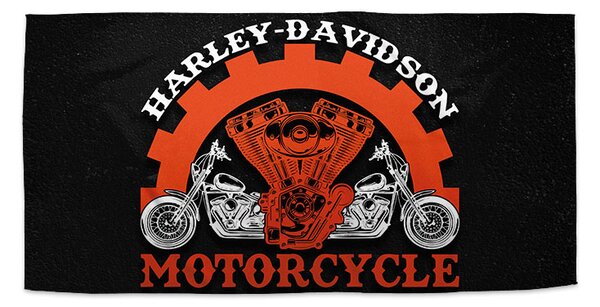 Sablio Ručník Harley-Davidson motor Černé pozadí - 30x50 cm