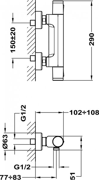 Teka Alaior XL sprchová baterie nastěnná s termostatem chrom 222010200