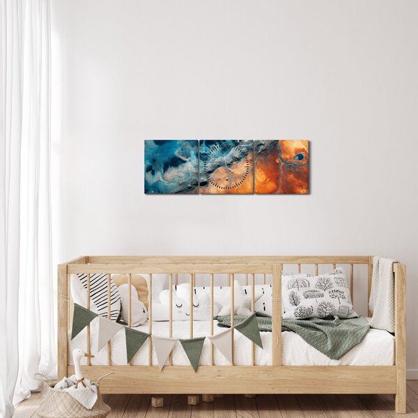 Obraz - Voda a oheň (s hodinami) (90x30 cm)
