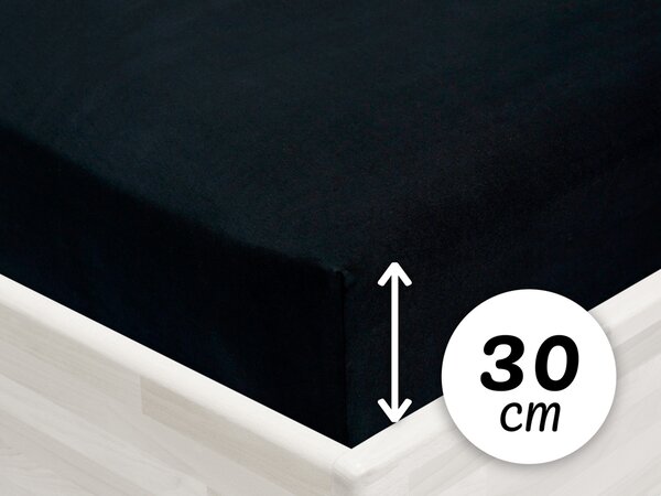 Jersey napínací prostěradlo na vysokou matraci JR-030 Černé 200 x 200 - výška 30 cm