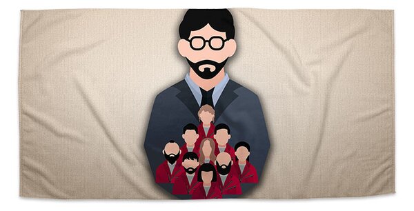 Sablio Ručník Money heist Profesor a jeho tým Béžová - 30x50 cm