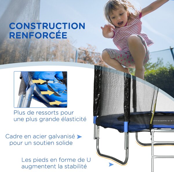 SPORTNOW Outdoor Dětský Trampolína, Průměr 180 cm, Zahradní Trampolína pro Děti se Zabezpečovací Sítí, Polstrované Tyče a Žebříkem, pro Děti, Teenager