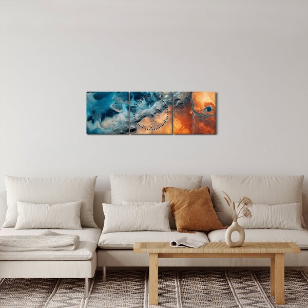Obraz - Voda a oheň (s hodinami) (90x30 cm)