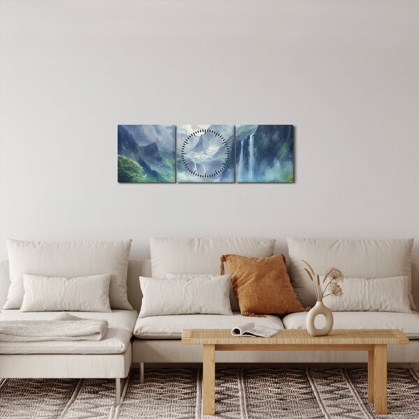 Obraz - Údolí vodopádů (s hodinami) (90x30 cm)