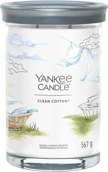 Yankee Candle vonná svíčka Signature Tumbler ve skle velká Clean Cotton® 567 g