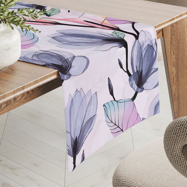 Biante Bavlněný běhoun na stůl Sandra SA-333 Velké květy magnolie a kaly 20x120 cm