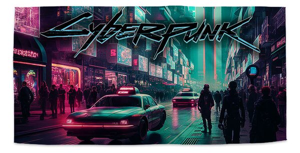 Sablio Ručník Cyberpunk 2077 Město - 30x50 cm
