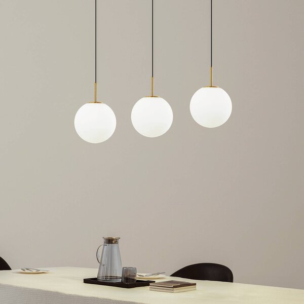 Lucande LED závěsné svítidlo Joran, 3 světla, bílá, sklo, Bílá / opál, Obývací pokoj / jídelna, Sklo, Moderní