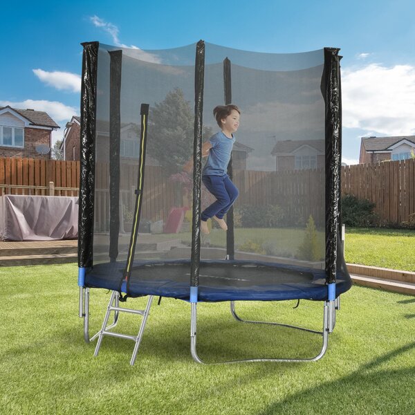 SPORTNOW Outdoor Dětský Trampolína, Průměr 180 cm, Zahradní Trampolína pro Děti se Zabezpečovací Sítí, Polstrované Tyče a Žebříkem, pro Děti, Teenager