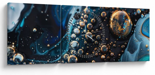 Obraz - Inkoustové kapky (s hodinami) (90x30 cm)