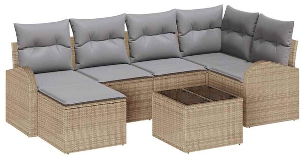 Set pohovek 7 ks Beige a světle šedá polyratan 3354789