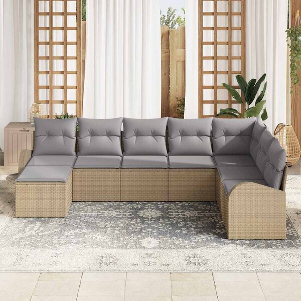 Set pohovek 8 ks Beige a světle šedá polyratan 3354829