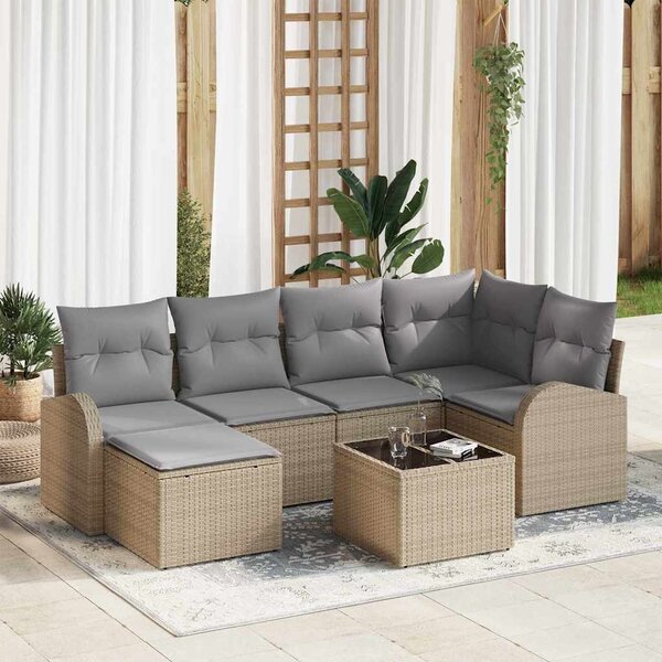Set pohovek 7 ks Beige a světle šedá polyratan 3354789
