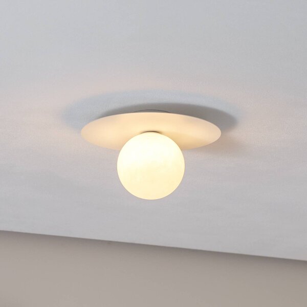 TK Lighting Stropní světlo Pixie, bílé, sklo, Ø 25 cm, koule, G9, stmívatelný, Bílá / opál, Obývací pokoj / jídelna, kov, Moderní
