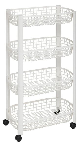 Kuchyňský vozík na kolečkách BASKET, plastový, 46,5 x 25,5 x 79 cm, bílá