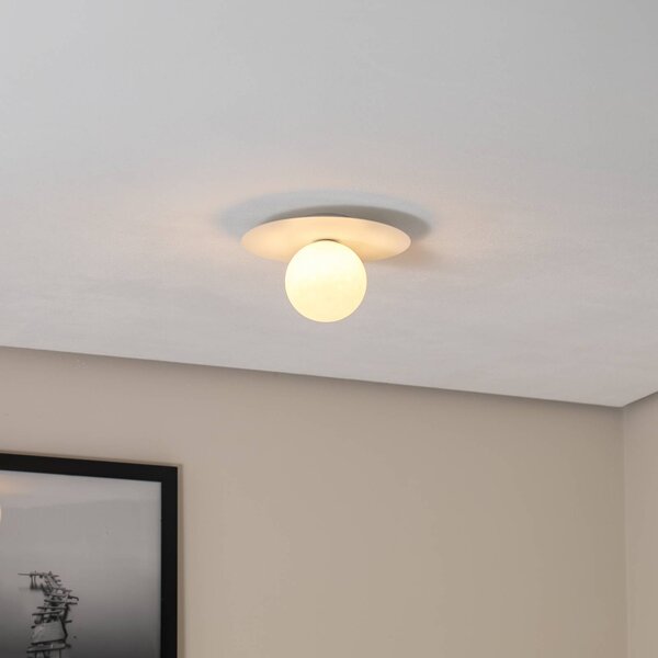 TK Lighting Stropní světlo Pixie, bílé, sklo, Ø 25 cm, koule, G9, stmívatelný, Bílá / opál, Obývací pokoj / jídelna, kov, Moderní