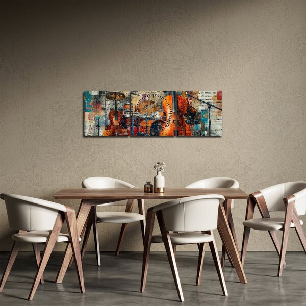 Obraz - Hudební nástroje (s hodinami) (90x30 cm)