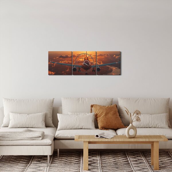 Obraz - Dopravní letadlo (s hodinami) (90x30 cm)