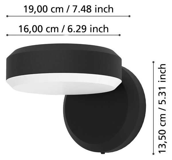 EGLO Venkovní nástěnné svítidlo Fornaci, černá, šířka 16 cm, kov, Černá, kov, Moderní