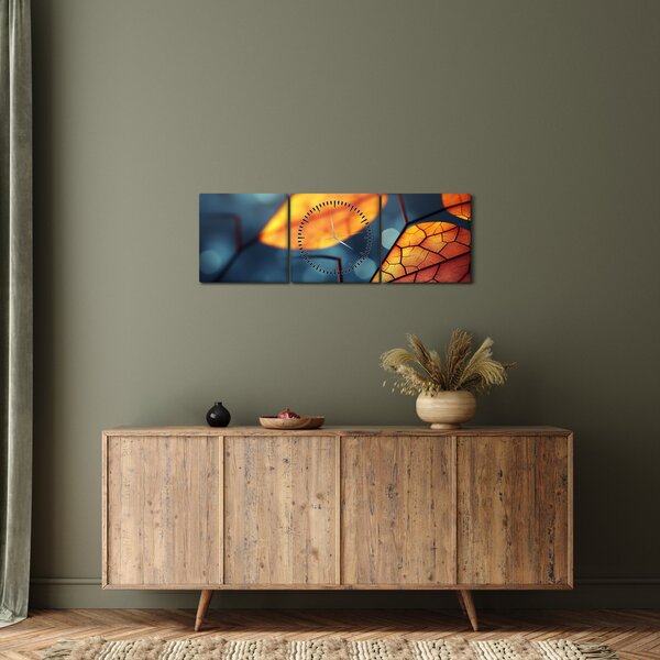 Obraz - Textura listů (s hodinami) (90x30 cm)