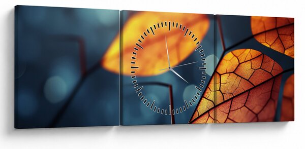 Obraz - Textura listů (s hodinami) (90x30 cm)
