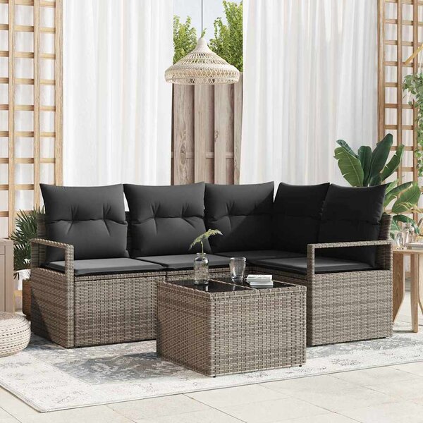 Set pohovek 5 ks Světle šedá polyratan 3355038