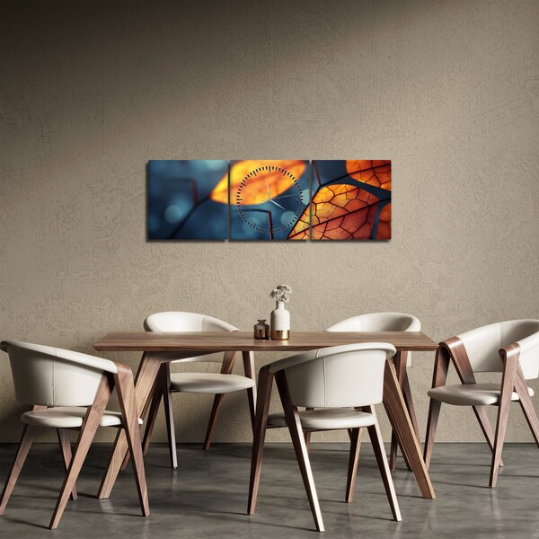 Obraz - Textura listů (s hodinami) (90x30 cm)