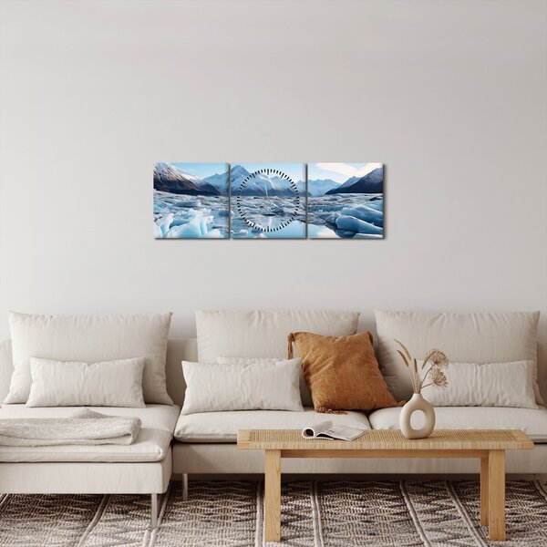 Obraz - Ledovcové útvary (s hodinami) (90x30 cm)