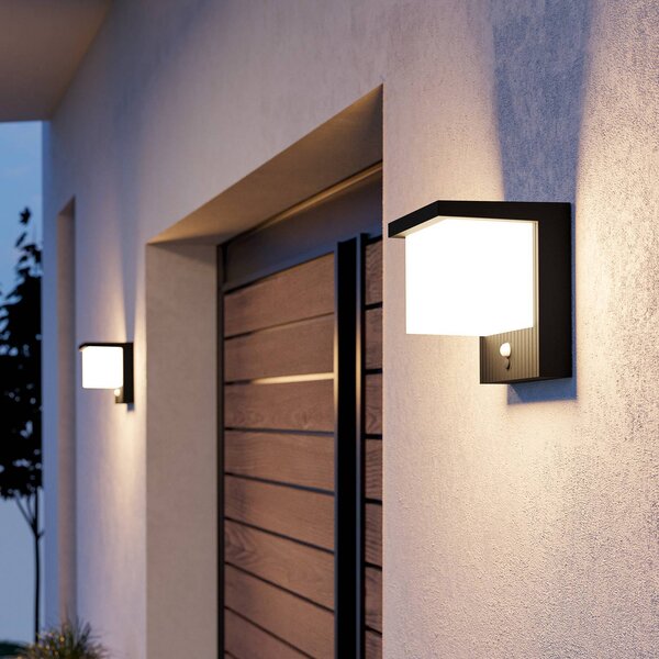 EGLO Solární nástěnná lampa LED Frigento, černá, výška 15 cm, senzor, Černá, Hliník, Moderní