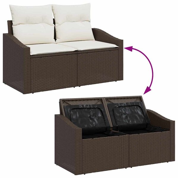 Set pohovek 7 ks Hnědá a krémová polyratan 3355277