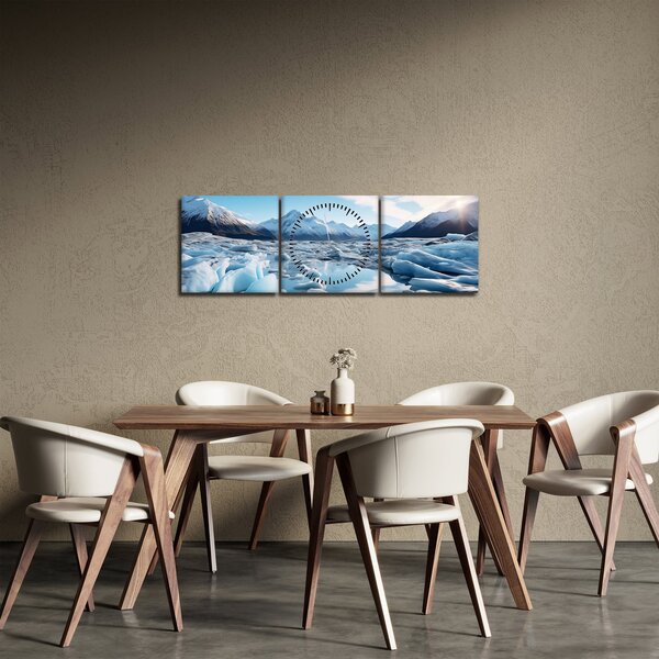 Obraz - Ledovcové útvary (s hodinami) (90x30 cm)