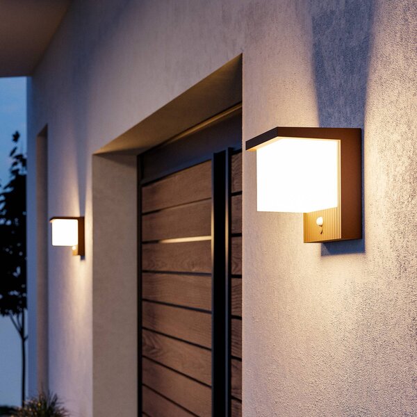 EGLO Solární nástěnná lampa LED Frigento v barvě rezavé, výška 15 cm, senzor, Hnědá / rez, Hliník, Moderní