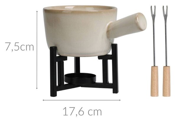 Sada na sýrové fondue, porcelánový hrnec, 2 vidličky