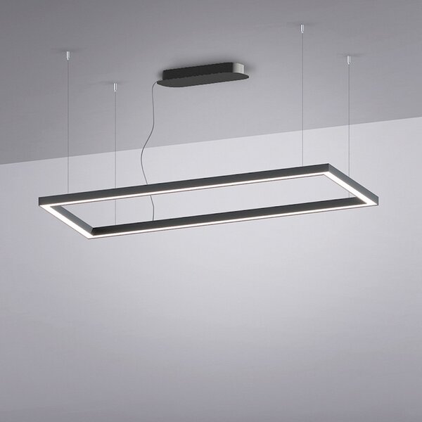 Team Italia Designové LED závěsné svítidlo EDGE, 143x59cm, 3000K, mikroprizma Barva: Černá