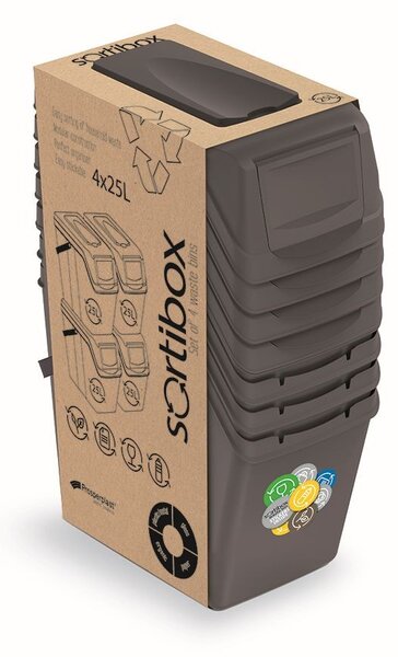 Prosperplast Sada košů na třídění odpadu SORTERRA 4x25L šedý kámen