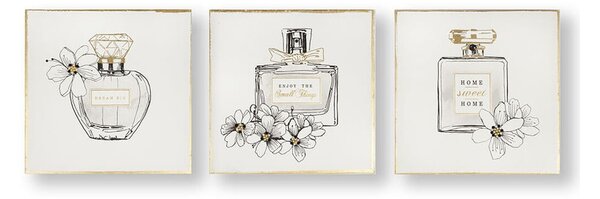 Sada 3 obrazů Graham & Brown Pretty Perfume Bottles, 30 x 30 cm