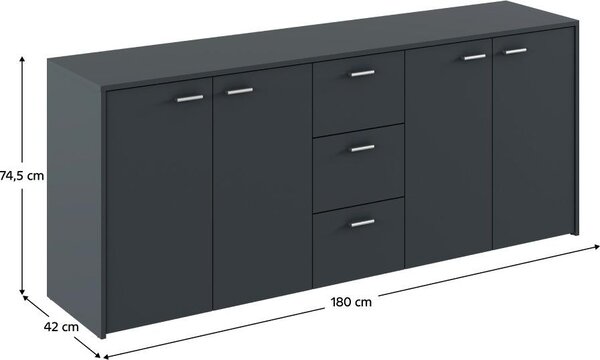 Kondela Čtyřdveřová komoda se zásuvkami Hugos 180 - grafit