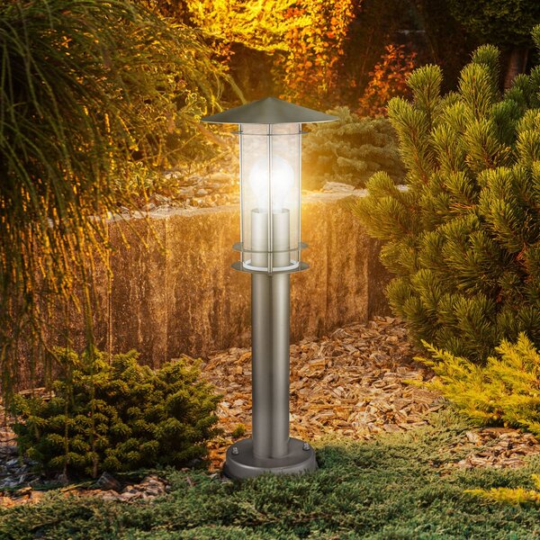EGLO Stojací lampa Lisio, v barvě nerezové oceli, výška 50 cm, nerezová ocel, Hliník / šedá / zinek, Nerezová ocel