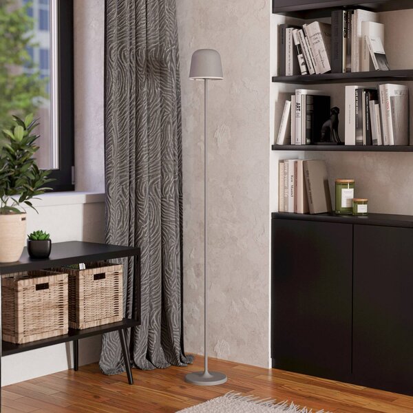 EGLO LED terasová lampa Mannera-L na akumulátor, šedá, výška 140 cm, kov, stmívatelný, Hliník / šedá / zinek, Hliník, Moderní