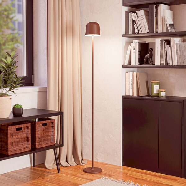 EGLO LED terasová lampa Mannera-L na akumulátor, rezavá barva, výška 140 cm, stmívatelný, Hnědá / rez, Hliník, Moderní