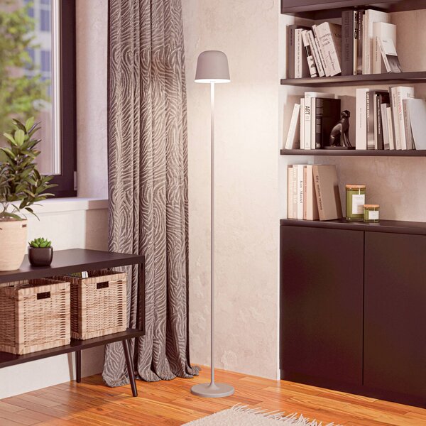 EGLO LED terasová lampa Mannera-L na akumulátor, šedá, výška 140 cm, kov, stmívatelný, Hliník / šedá / zinek, Hliník, Moderní